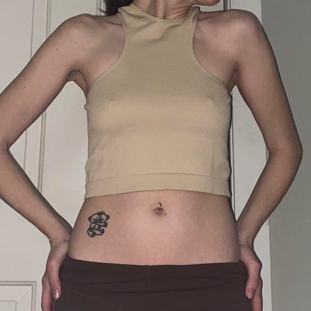 Wild Fable Cream Fitted Cut-Out Muscle Tee